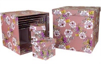 Набор коробок Куб 10 шт. 26,5*26,5*26,5 см. Цветы на розовом  SY601-1480
