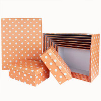 Набор коробок Прямоугольник 10 шт. 37*29*16 см. Горох оранжевый  SY605-2043