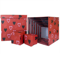 Набор коробок Куб 10 шт. 26,5*26,5*26,5 см. Сердца  SY601-2069