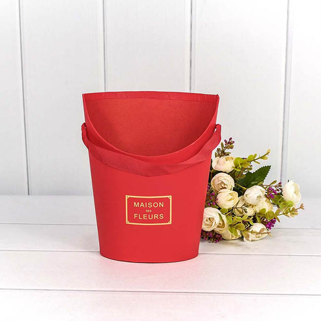Коробка для цветов Ведерко 15,5*12*19 см. "Maison des Fleurs" красная  ТО-720768/3
