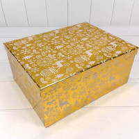Набор коробок Прямоугольник 10 шт. 37,5*29*16 см. Новогодний золотой  ТО-730605/1632