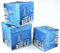Набор коробок Куб 3 шт. 16*16*16 см. Морская романтика  SY8021-401