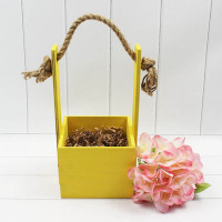 Ящик деревянный для цветов с канатом 12*12*23(10) см. Желтый  ТО-1117740/75
