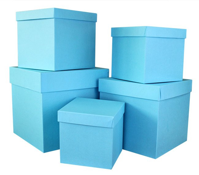 Набор коробок Куб 5 шт. 21*21*21 см. Голубой  Пин02-Гол