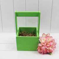 Ящик деревянный для цветов с ручкой 12*12*23(10) см. Зеленый  ТО-1117726/73