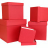 Набор коробок Куб 5 шт. 21*21*21 см. Красный  Пин02-KКТ