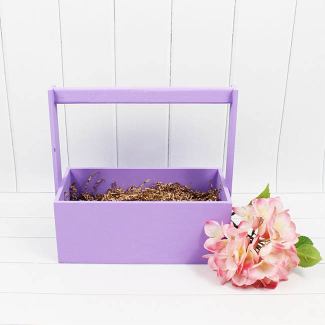 Ящик деревянный для цветов с ручкой 25*12*25(10) см. Фиолетовый  ТО-1117725/18