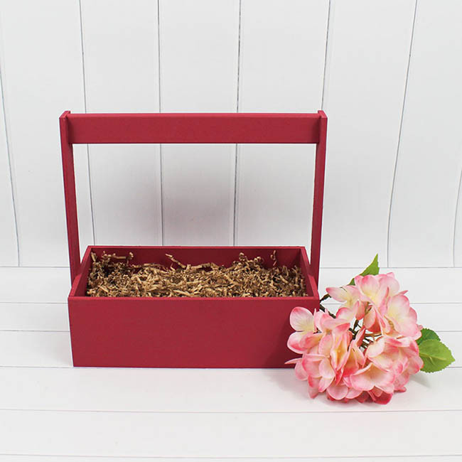 Ящик деревянный для цветов с ручкой 25*12*25(8) см. Рубиновый  ТО-1117724/11