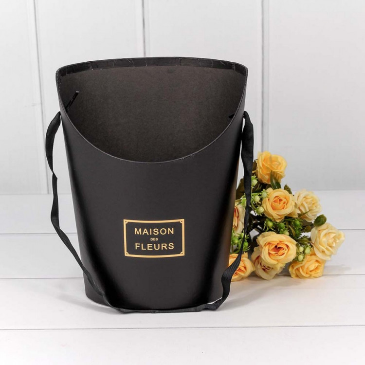 Коробка для цветов Ведерко 22*13*18 см. "Maison des Fleurs" черная  ТО-720276/6