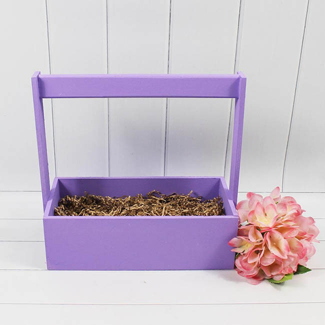 Ящик деревянный для цветов с ручкой 25*12*25(8) см. Фиолетовый  ТО-1117724/18