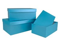 Набор коробок Прямоугольник 3 шт. 23*16*9,5 см. Голубой перламутр  Пин74-ГолП