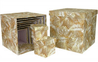 Набор коробок Куб 10 шт. 26,5*26,5*26,5 см. Папоротник золото  SY601-1779