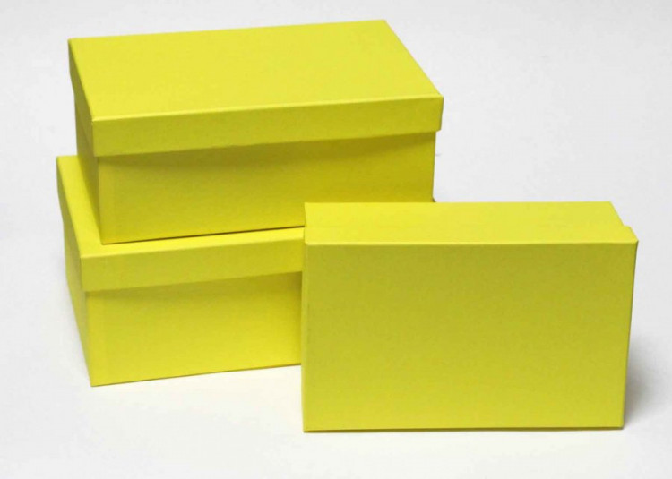 Набор коробок Прямоугольник 3 шт. 23*16*9,5 см. Желтый  Пин74-ФЖ