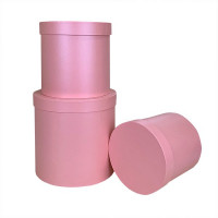 Набор коробок Цилиндр 3 шт. 25*25 см. Розовый перламутр  ПинКР02-Роз