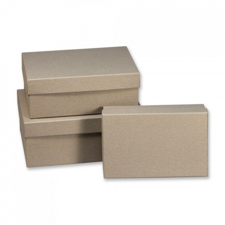 Набор коробок Прямоугольник 3 шт. 23*16*9,5 см. Серый  Пин74-ФСер