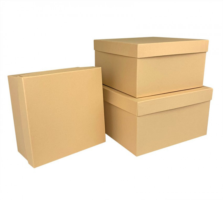 Набор коробок Квадрат 3 шт. 19,5*19,5*11 см. Карамель  Пин75-КарКТ