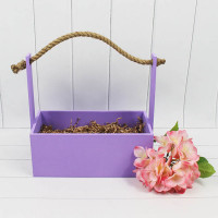 Ящик деревянный для цветов с канатом 25*12*23(10) см. Фиолетовый  ТО-1117732/18