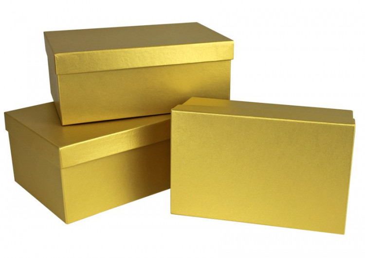 Набор коробок Прямоугольник 3 шт. 23*16*9,5 см. Люкс золото  Пин74.Зол/Люкс