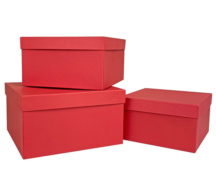 Набор коробок Квадрат 3 шт. 19,5*19,5*11 см. Красный  Пин75-КрКТ