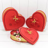 Набор коробок Сердце с двойным бантом 3 шт. 32*30,5*10 см. Золотое/красное  ТО-720205/3
