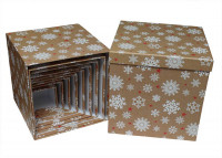Набор коробок Куб 10 шт. 26,5*26,5*26,5 см.  Снежинки  SY601-1615NG