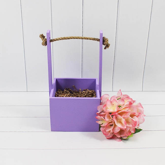 Ящик деревянный для цветов с канатом 12*12*25(10) см. Фиолетовый  ТО-1117723/18