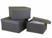 Набор коробок Квадрат 3 шт. 19,5*19,5*11 см. Черный  Пин75Чер