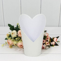 Коробка-ваза для цветов Конус-Сердце 13,5*10*22 см. Белый  ТО-720797/1