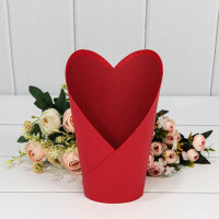 Коробка-ваза для цветов Конус-Сердце 13,5*10*22 см. Красный  ТО-720797/3