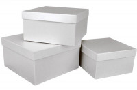 Набор коробок Квадрат 3 шт. 19,5*19,5*11 см. Белый  Пин75-БЛ