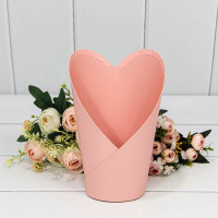Коробка-ваза для цветов Конус-Сердце 13,5*10*22 см. Розовый  ТО-720797/2