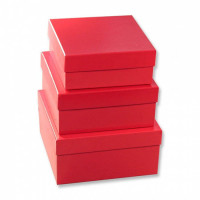 Набор коробок Квадрат 3 шт. 19,5*19,5*11 см. Красный  Пин75-ОК
