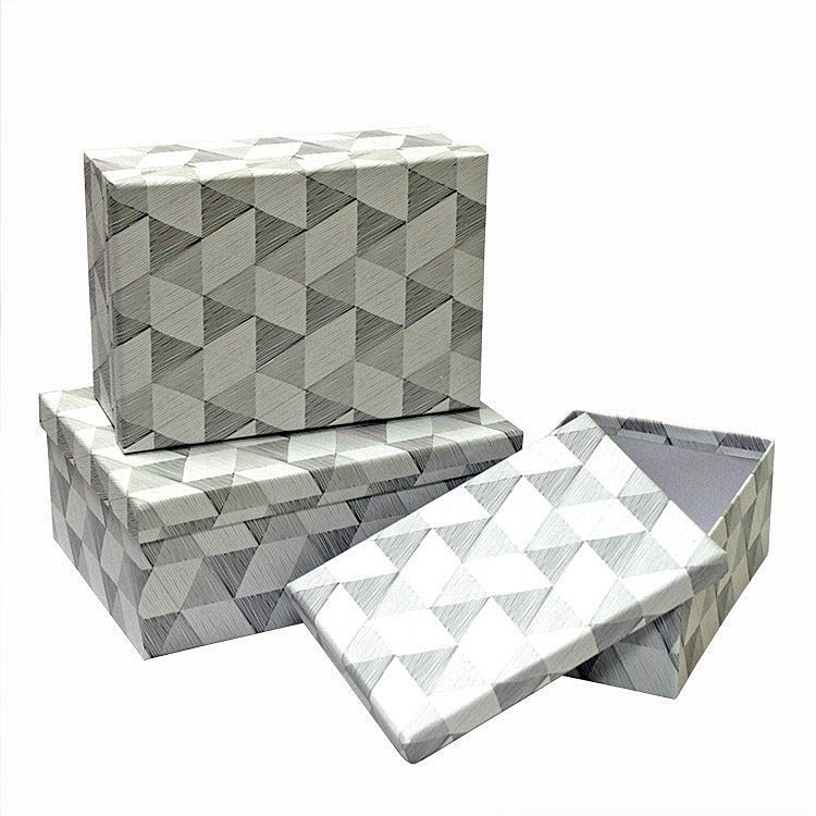 Набор коробок Прямоугольник 3 шт. 23*16,5*9,5 см. Ромбы серые  SY7486-7