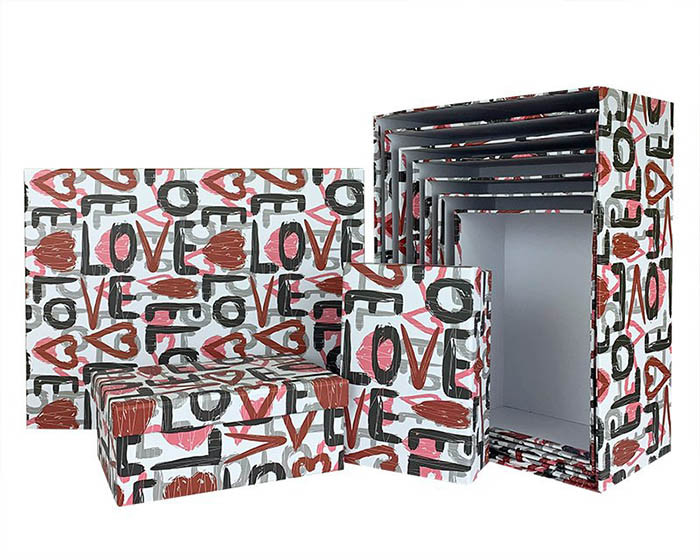Набор коробок Прямоугольник 10 шт. 37*29*16 см. "Love"  SY605-2057