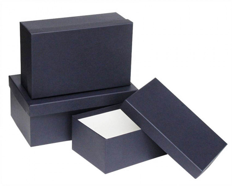 Набор коробок Прямоугольник 3 шт. 23*16*9,5 см. Темно-синий  Пин74-ФТСин