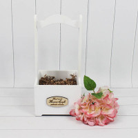 Ящик деревянный для цветов с ручкой 14*14*30 см. "Flower Craft" белый  ТО-1117721/03