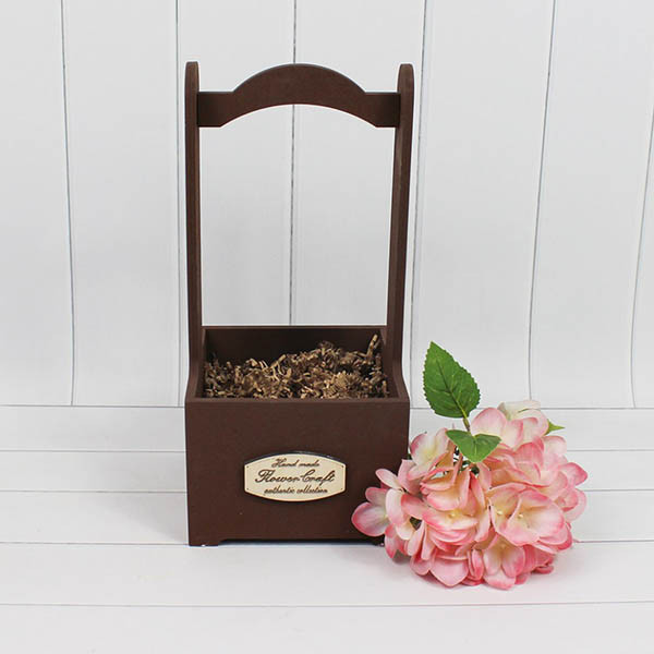 Ящик деревянный для цветов с ручкой 14*14*30 см. "Flower Craft" коричневый  ТО-1117721/10