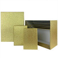 Набор коробок Прямоугольник 10 шт. 37*29*16 см. Блестки золотые  SY605-EF128-02