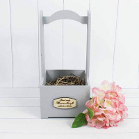 Ящик деревянный для цветов с ручкой 14*14*30 см. "Flower Craft" серый  ТО-1117721/08