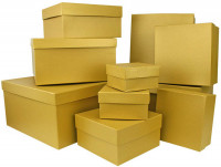 Набор коробок Квадрат 10 шт. 28,2*28,2*15 см. Золото  Пин71ЗЛ