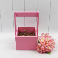 Ящик деревянный для цветов с ручкой 12*12*23(10) см. Розовый  ТО-1117726/02