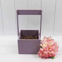 Ящик деревянный для цветов с ручкой 12*12*23(10) см. Сиреневый  ТО-1117726/05