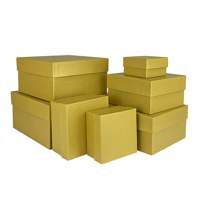 Набор коробок Квадрат 7 шт. 20*20*10 см. Золото  Пин01-ЗЛ