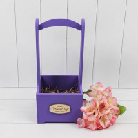 Ящик деревянный для цветов с ручкой 14*14*30 см. "Flower Craft" фиолетовый  ТО-1117721/18