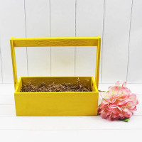 Ящик деревянный для цветов с ручкой 25*12*25(8) см. Желтый  ТО-1117724/75