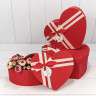 Набор коробок Сердце с двухцветным бантом 3 шт. 31*28*13,5 см. Красное  ТО-720335/3