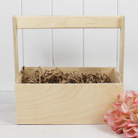 Ящик деревянный для цветов с ручкой 25*12*25(10) см. Натуральный  ТО-1117725/70