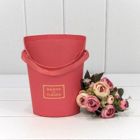 Коробка для цветов Ведерко 15,5*12*19 см. "Maison des Fleurs" коралловая  ТО-720768/10