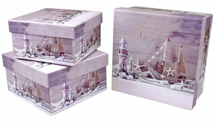 Набор коробок Квадрат 3 шт. 17*17*9,5 см.  Морская романтика  SY2289-1762