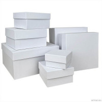 Набор коробок Квадрат 7 шт. 20*20*10 см. Белые  Пин01-БЕ